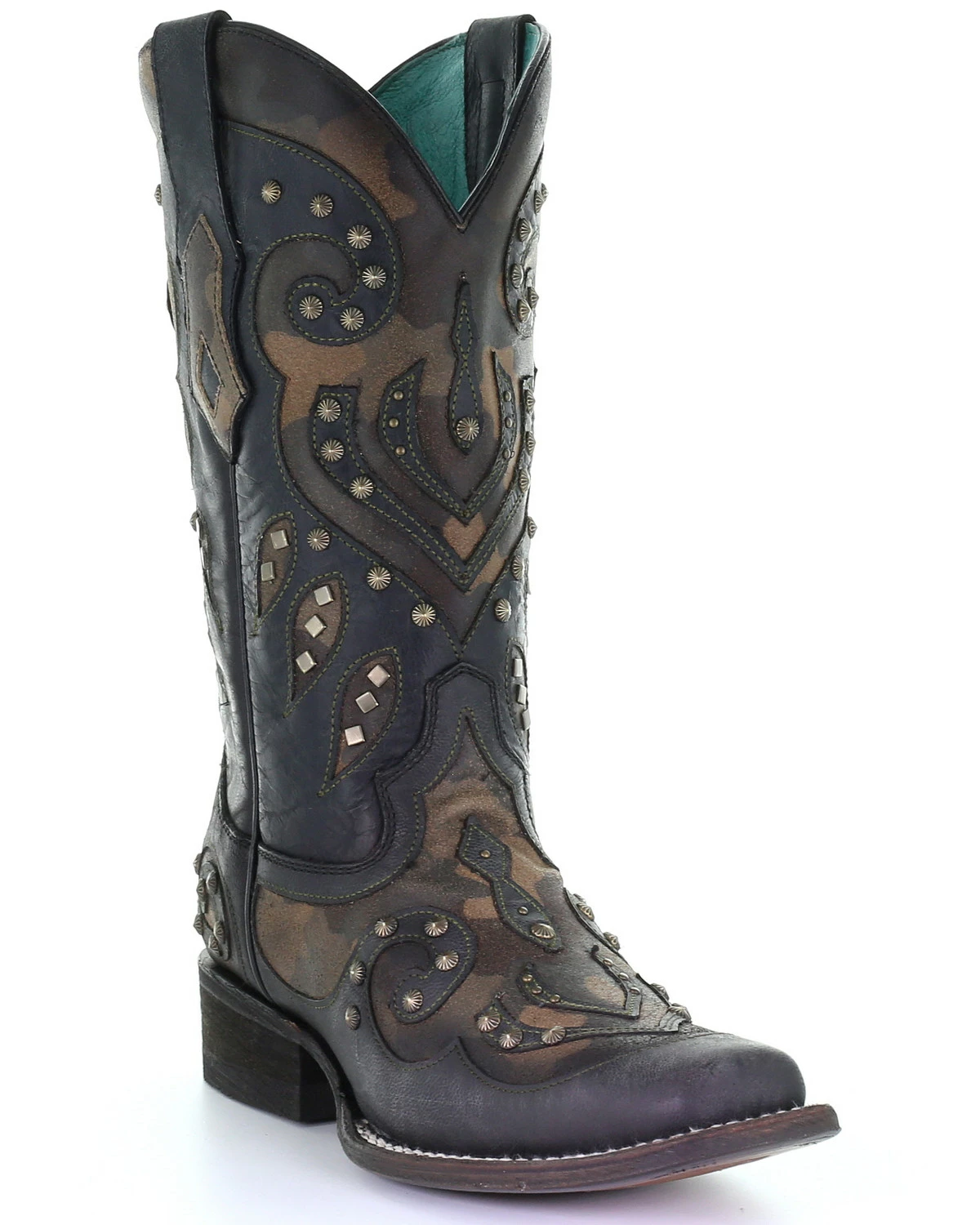 Corral Women's Camo Inlay With Studs Western Boots - Square Toe Black 9 Corral Women's Camo Inlay With Studs Western Boots - Square Toe Black - Image 7