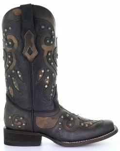 Corral Women's Camo Inlay With Studs Western Boots - Square Toe Black 10 Corral Women's Camo Inlay With Studs Western Boots - Square Toe Black -Corral Boots Shop 2000293443 001 P2