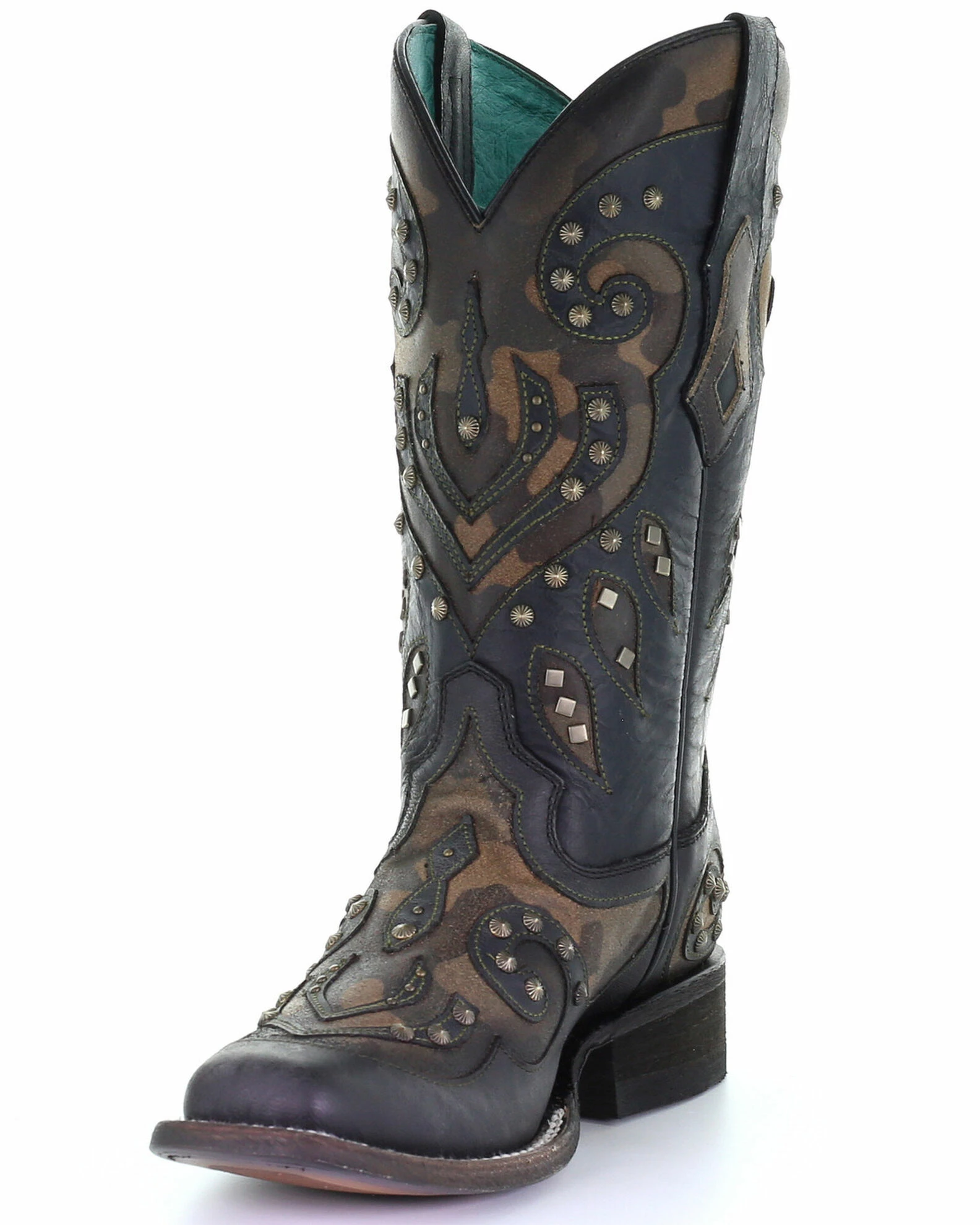 Corral Women's Camo Inlay With Studs Western Boots - Square Toe Black 8 Corral Women's Camo Inlay With Studs Western Boots - Square Toe Black - Image 6