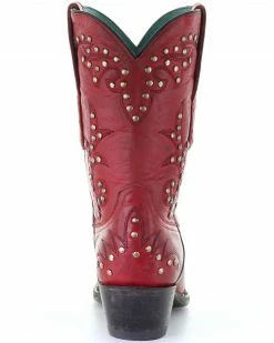 Corral Women's Studded Red Embroidery Western Boots - Snip Toe -Corral Boots Shop 2000293463 600 P4