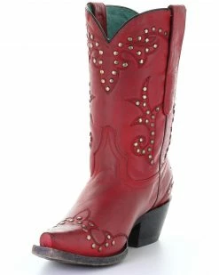Corral Women's Studded Red Embroidery Western Boots - Snip Toe -Corral Boots Shop 2000293463 600 P6