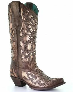 Corral Women's Brown Metallic Inlay Western Boots - Snip Toe -Corral Boots Shop 2000293464 200 P1 1
