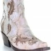 Corral Women's Lazer Ankle Fashion Booties - Snip Toe White -Corral Boots Shop 2000293469 100 P1