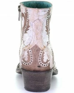 Corral Women's Lazer Ankle Fashion Booties - Snip Toe White -Corral Boots Shop 2000293469 100 P4
