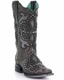 Corral Women's Black Inlay Western Boots - Square Toe