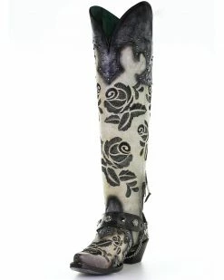 Corral Women's Rose Embroidery Western Boots - Snip Toe -Corral Boots Shop 2000293476 100 P6
