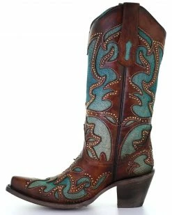 Corral Women's Turquoise Overlay Western Boots - Snip Toe -Corral Boots Shop 2000295288 200 P3