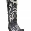 Corral Women's Grey Fur Overlay Western Boots - Snip Toe Black