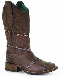 Corral Women's Barbed Wire Woven Western Boots - Square Toe