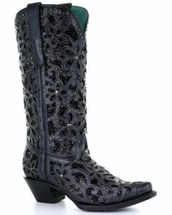 Corral Women's Black Inlay Embroidery Western Boots - Snip Toe 13 Corral Women's Black Inlay Embroidery Western Boots - Snip Toe -Corral Boots Shop 2000315365 001 P1 1