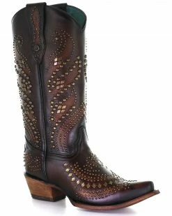 Corral Women's Sequenced Studs Western Boots - Snip Toe Brown