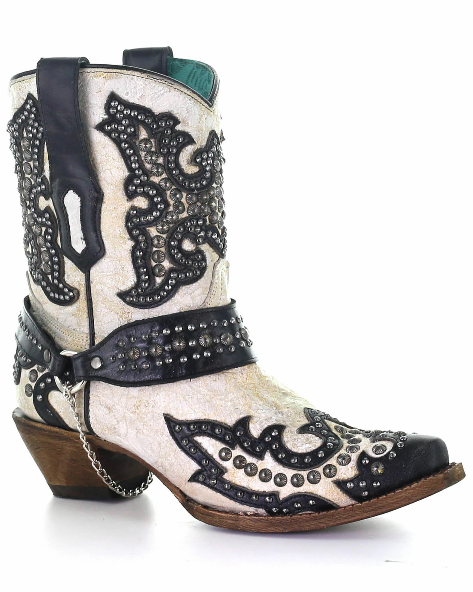 Corral Women's White Studs Western Boots - Snip Toe Black/white 3 Corral Women's White Studs Western Boots - Snip Toe Black/white