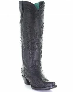 Corral Women's Vintage Black Eagle Overlay Western Boots - Snip Toe