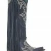 Corral Women's Embroidery & Studs Fringe Top Western Boots - Snip Toe Black