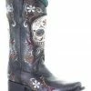 Corral Women's Black Skull Overlay Western Boots - Square Toe