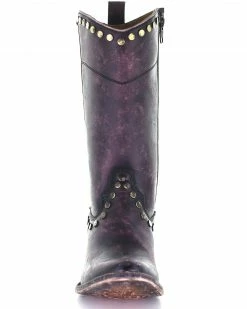 Corral Women's Distressed Wine Zipper & Studs Western Boots - Round Toe -Corral Boots Shop 2000333244 646 P5