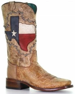 Corral Women's Texas Flag Shaft Western Boots - Wide Square Toe