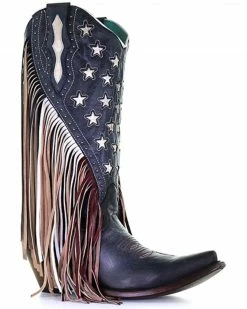 Corral Women's Lamb Stars Inlay & Studs Western Boots - Snip Toe Blue