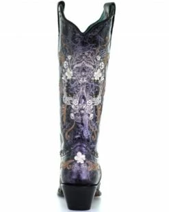 Corral Women's Floral Skull Embroidery & Studs Cowgirl Boots - Snip Toe Black -Corral Boots Shop 2000340854 001 P5