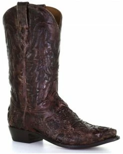 Corral Men's Brown Exotic Alligator Inlay Western Boots - Broad Square Toe