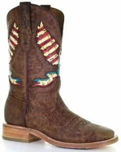 Corral Men's Eagle Inlay Embroidery Western Boots - Broad Square Toe