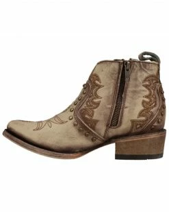 Corral Women's Embroidery & Stud Booties - Round Toe Beige/khaki -Corral Boots Shop 2000348432 250 P3