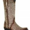 Corral Women's Bone Lamb Glitter Overlay & Embroidery Cowgirl Boots - Snip Toe Natural -Corral Boots Shop 2000348434 101 P1