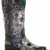 Corral Women's Floral Skull Embroidery & Studs Western Boots - Square Toe Black/white -Corral Boots Shop 2000348441 944 P1
