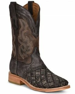 Corral Men's Black Embroidery Western Boots - Broad Square Toe