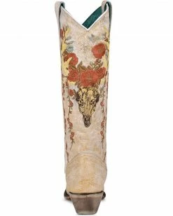 Corral Women's White Floral & Deer Embroidery Western Boots - Snip Toe -Corral Boots Shop 2000351155 100 P4