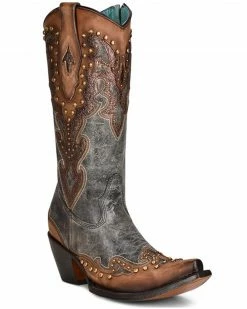 Corral Women's Almond Laser Western Boots - Pointed Toe  Brown