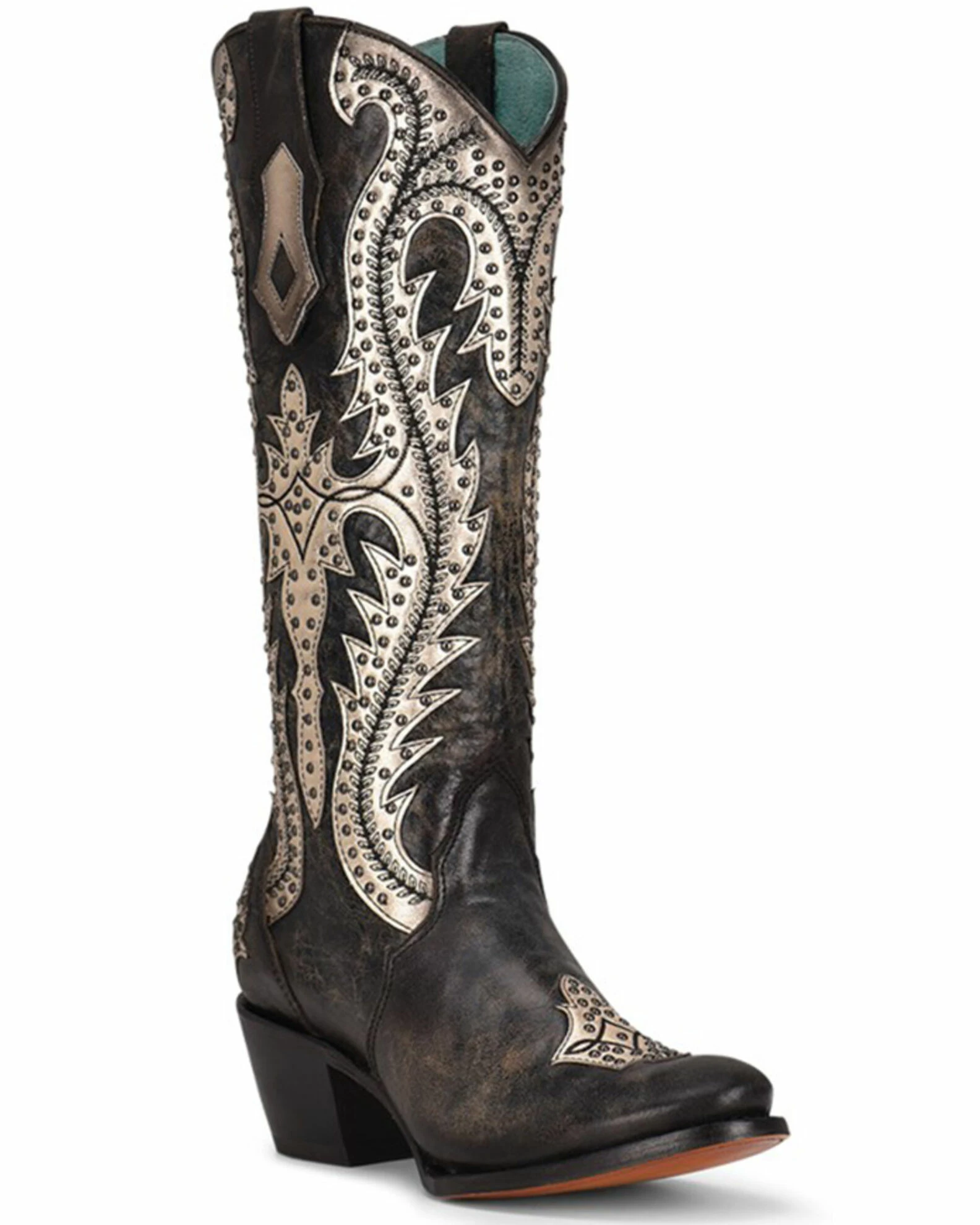 Corral Women's Black Overlay & Studs Western Boots - Round Toe 3 Corral Women's Black Overlay & Studs Western Boots - Round Toe