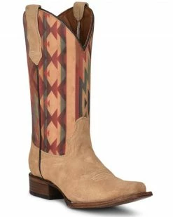 Corral Women's Straw Embroidery Western Boots - Square Toe Wheat