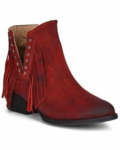 Corral Women's Red Studs & Fringe Fashion Booties - Round Toe