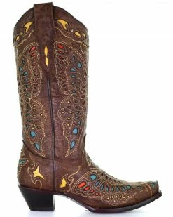 Corral Women's Butterfly Inlay & Embroidery Western Boots - Snip Toe -Corral Boots Shop 2000361028 200 P2