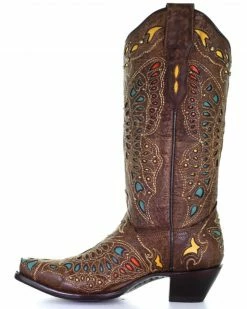 Corral Women's Butterfly Inlay & Embroidery Western Boots - Snip Toe -Corral Boots Shop 2000361028 200 P3
