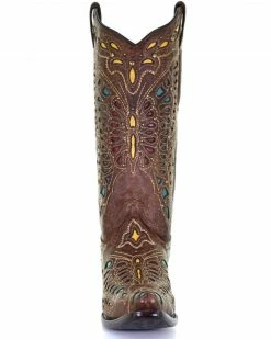 Corral Women's Butterfly Inlay & Embroidery Western Boots - Snip Toe -Corral Boots Shop 2000361028 200 P4
