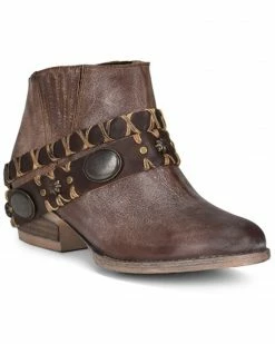 Corral Women's Brown Harness Fashion Booties - Round Toe Dark Brown -Corral Boots Shop 2000361040 201 P1 1