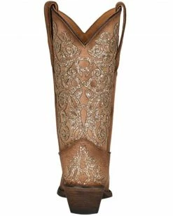 Corral Girls' Tan Glitter Embroidery Leather Western Boot - Snip Toe -Corral Boots Shop 2000361090 280 P4