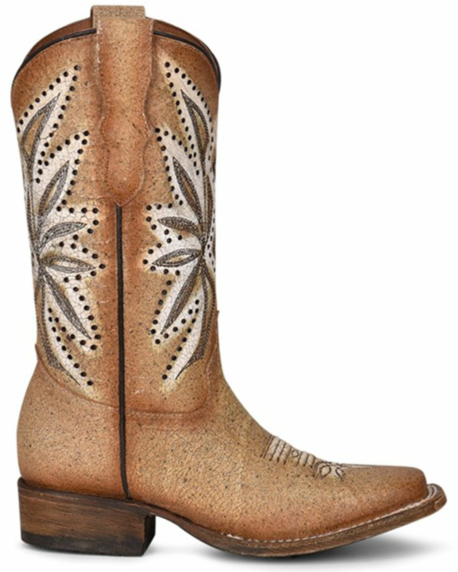 Corral Girls' Straw Embroidery Western Boots - Square Toe Tan 4 Corral Girls' Straw Embroidery Western Boots - Square Toe Tan - Image 2