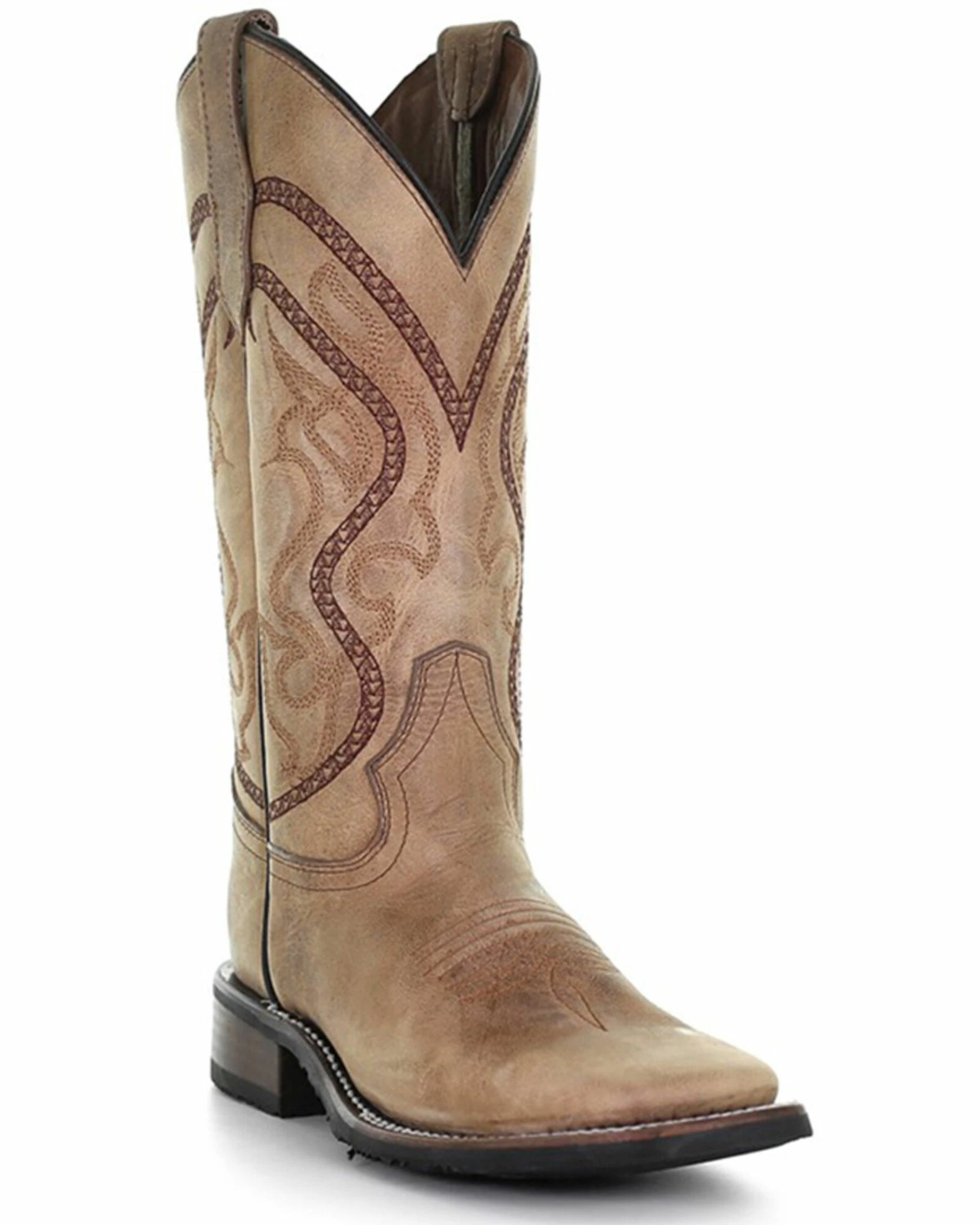 Corral Women's Saddle Tan Embroidered Leather Western Boot - Wide Square Toe 3 Corral Women's Saddle Tan Embroidered Leather Western Boot - Wide Square Toe