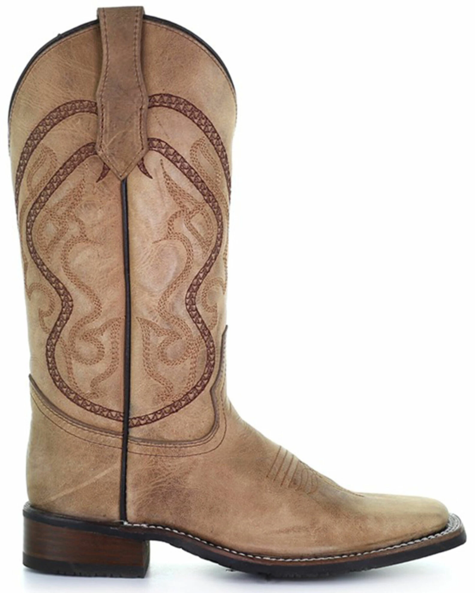 Corral Women's Saddle Tan Embroidered Leather Western Boot - Wide Square Toe 4 Corral Women's Saddle Tan Embroidered Leather Western Boot - Wide Square Toe - Image 2