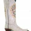 Corral Women's Embroidered Floral Skull Tall Western Boots - Snip Toe White -Corral Boots Shop 2000371775 100 P1