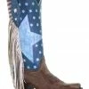 Corral Women's Boot Barn Exclusive Stars & Stripes Fringe Tall Western Boots - Snip Toe Brown/blue -Corral Boots Shop 2000371777 907 P1