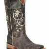 Corral Girls' Floral & Horseshoe Embroidered Western Boots - Square Toe 