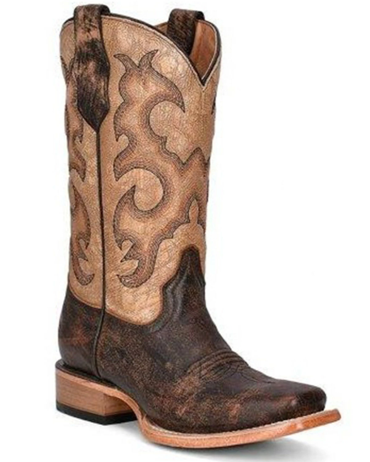 Corral Girls' Distressed Two Tone Western Boots - Square Toe Brown 4 Corral Girls' Distressed Two Tone Western Boots - Square Toe Brown - Image 2