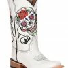Corral Girls' Floral & Skull Embroidered Western Boots - Square Toe