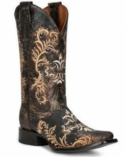 Corral Women's Embroidered & Studded Distressed Tall Western Boots - Square Toe