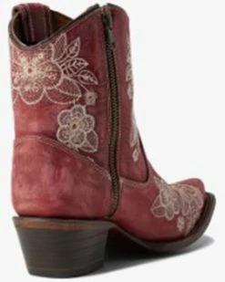 Corral Women's Flowered Embroidery Ankle Western Bootie - Snip Toe -Corral Boots Shop 2000371810 920 P4
