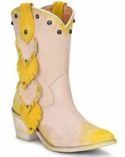 Corral Women's Painted Leaf Studded Western Boots - Snip Toe